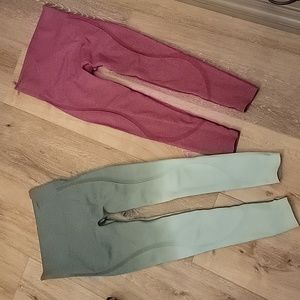 Dark Red and Green High-waisted Seamless Leggings